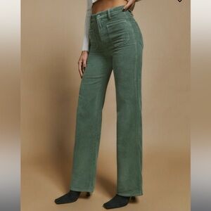 Reformation Alyssa High Rise Wide Leg Corduroy Pants Moss - Size 31